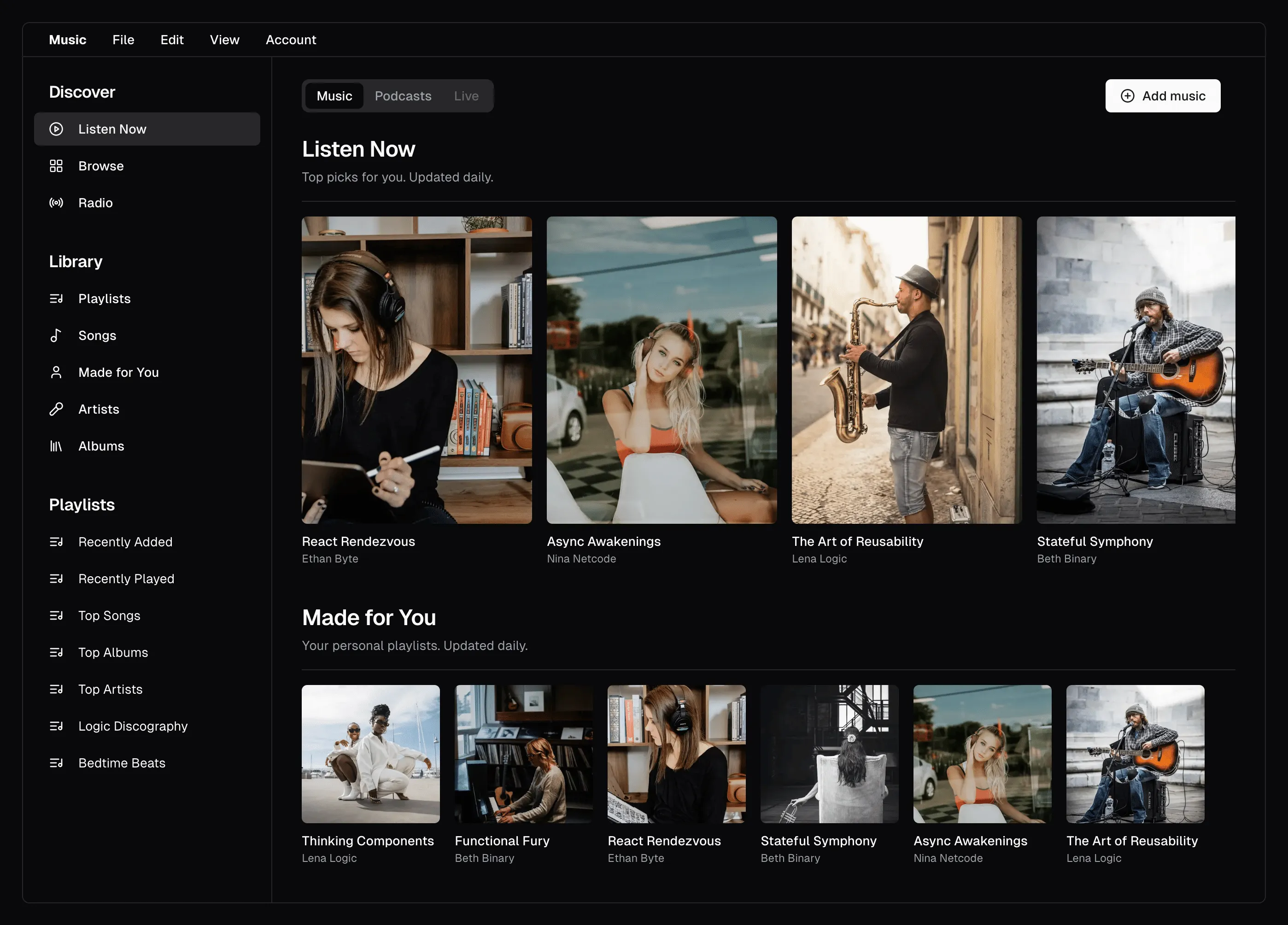 Product preview placeholder in dark mode